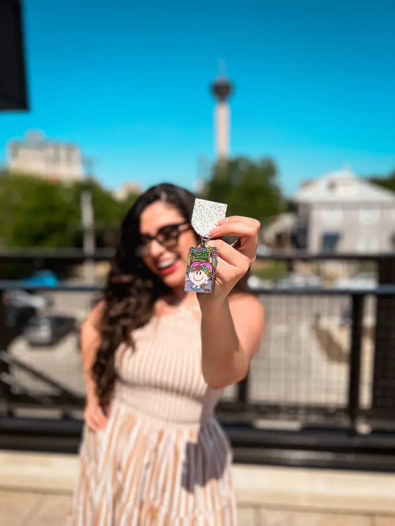 Maddy Skye Mendoza with her 2023 Fiesta medal. A portion of the proceeds from medal sales will go to SAAHJ. Purchase at SAflavor.com.